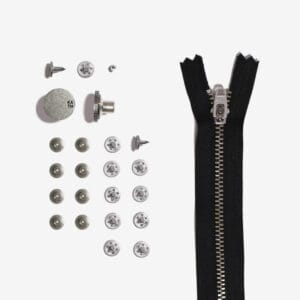 kit recharge jeans coloris etain argent vieilli zip 15cm noir katm