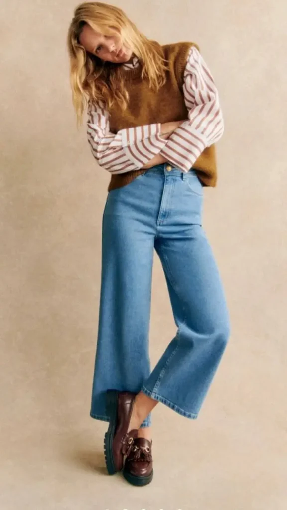 idée couture automne – inspiration look slipover et jean large